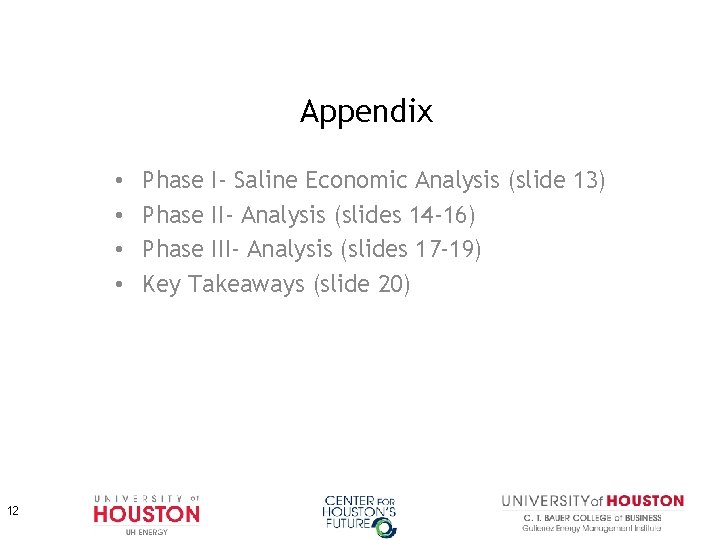 Appendix • • 12 Phase I- Saline Economic Analysis (slide 13) Phase II- Analysis