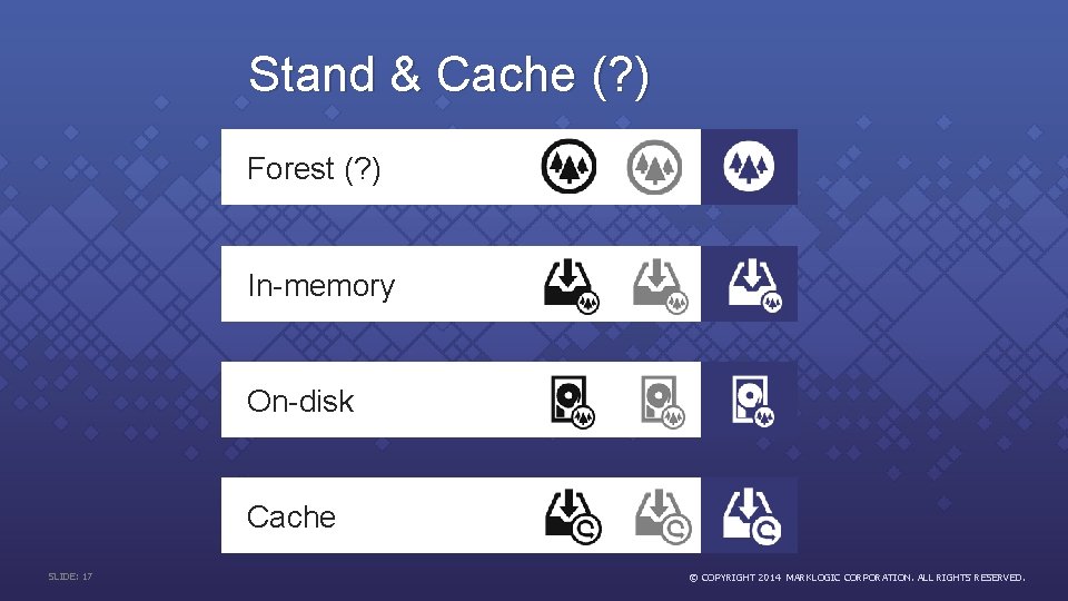 Stand & Cache (? ) Forest (? ) In-memory On-disk Cache SLIDE: 17 ©
