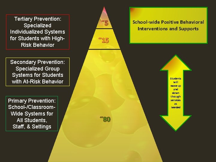 Tertiary Prevention: Specialized Individualized Systems for Students with High. Risk Behavior ῀5 ῀15 Secondary