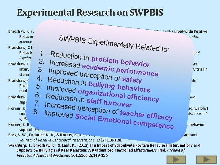Experimental Research on SWPBIS Bradshaw, C. P. , Koth, C. W. , Thornton, L.
