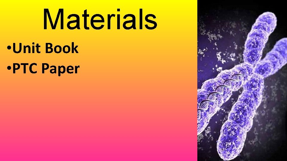 Materials • Unit Book • PTC Paper 