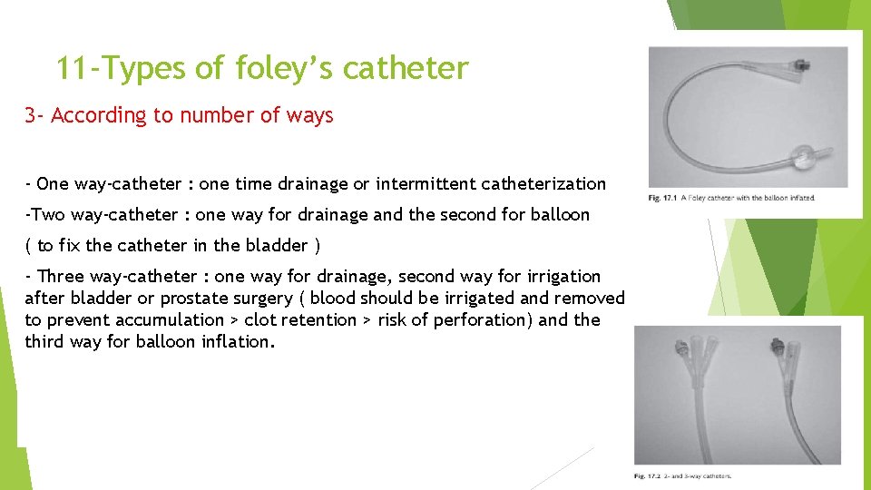 11 -Types of foley’s catheter 3 - According to number of ways - One