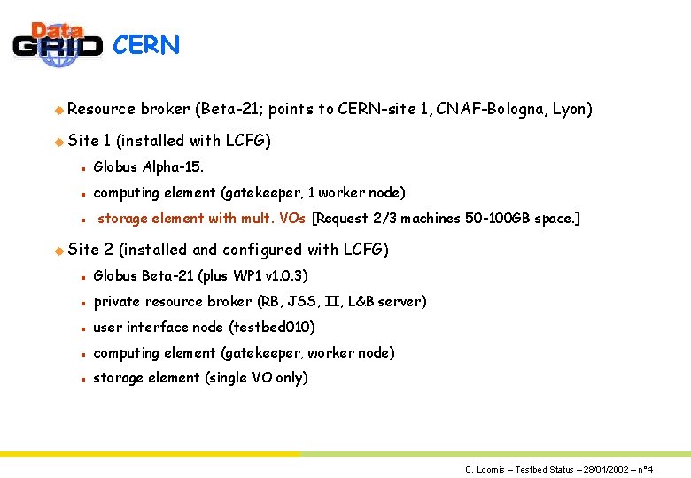 CERN u Resource u Site broker (Beta-21; points to CERN-site 1, CNAF-Bologna, Lyon) 1