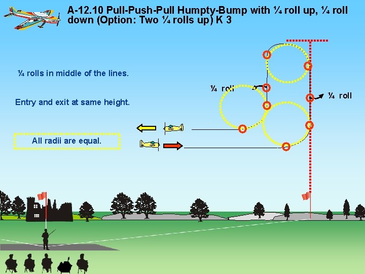 A-12. 10 Pull-Push-Pull Humpty-Bump with ¼ roll up, ¼ roll down (Option: Two ¼