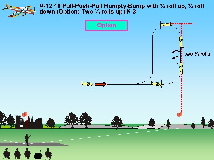 A-12. 10 Pull-Push-Pull Humpty-Bump with ¼ roll up, ¼ roll down (Option: Two ¼