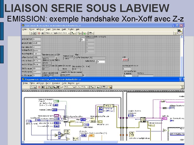 LIAISON SERIE SOUS LABVIEW EMISSION: exemple handshake Xon-Xoff avec Z-z 