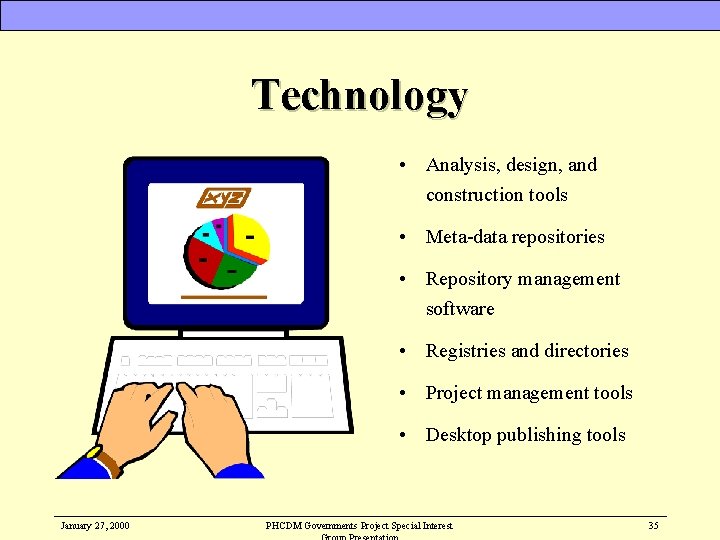 Technology • Analysis, design, and construction tools • Meta-data repositories • Repository management software