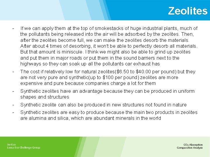 Zeolites - If we can apply them at the top of smokestacks of huge