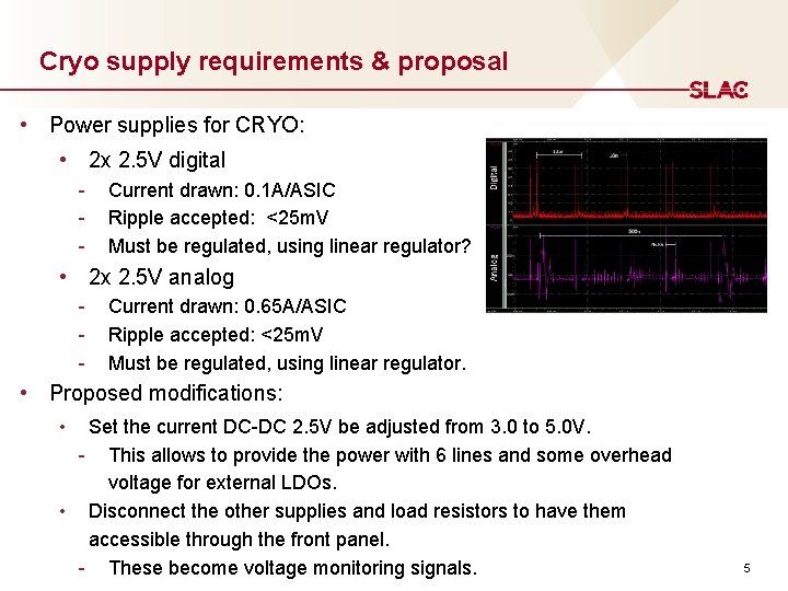 Cryo supply requirements & proposal • Power supplies for CRYO: • 2 x 2.