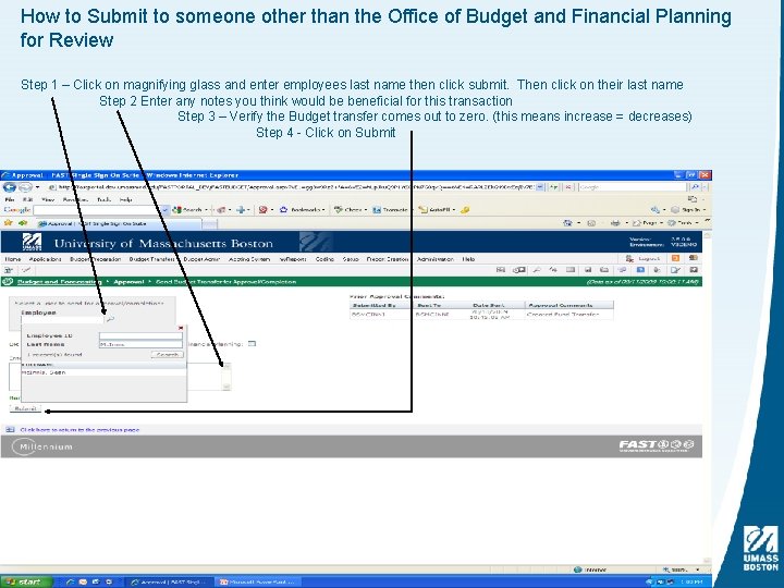 How to Submit to someone other than the Office of Budget and Financial Planning
