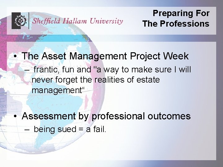 Preparing For The Professions • The Asset Management Project Week – frantic, fun and