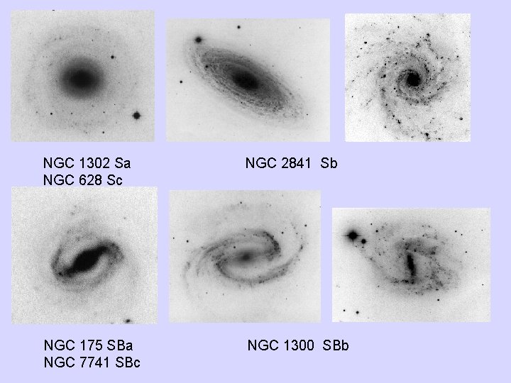 NGC 1302 Sa NGC 628 Sc NGC 2841 Sb NGC 175 SBa NGC 7741