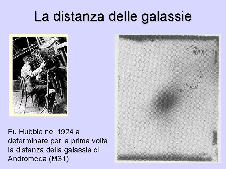La distanza delle galassie Fu Hubble nel 1924 a determinare per la prima volta
