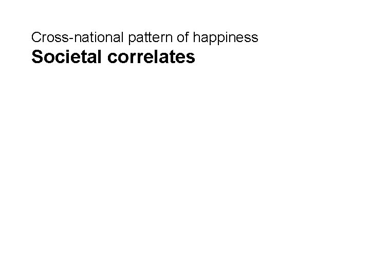 Cross-national pattern of happiness Societal correlates 