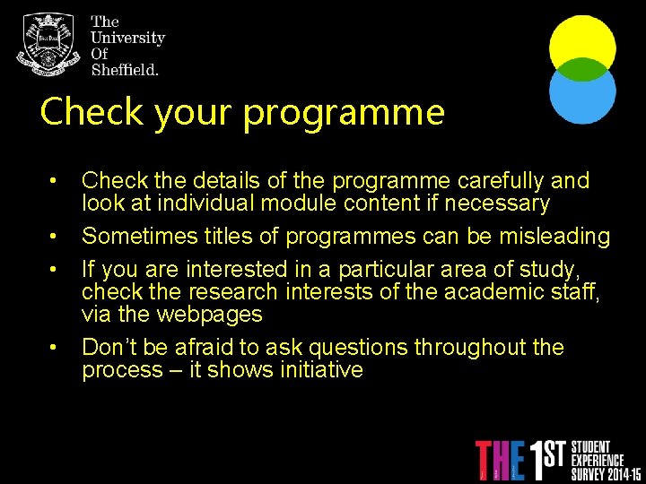 Check your programme • • With An Individualised Degree. Check the details of the