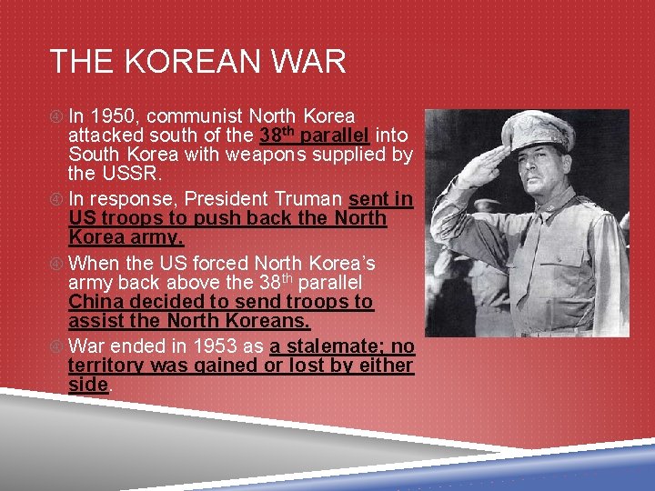 THE KOREAN WAR In 1950, communist North Korea attacked south of the 38 th