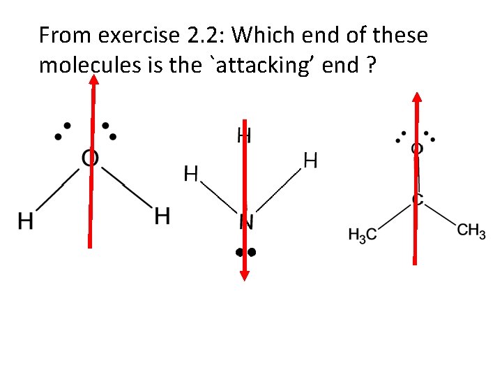 From exercise 2. 2: Which end of these molecules is the `attacking’ end ?
