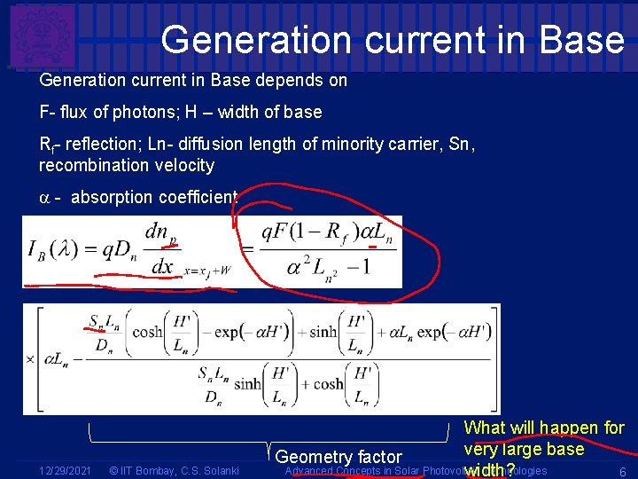 = Generation current in Base depends on F- flux of photons; H – width