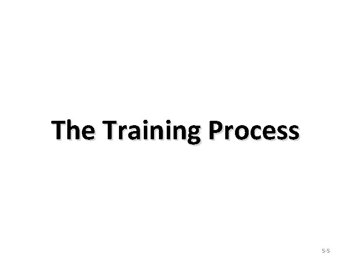 The Training Process 5 -5 