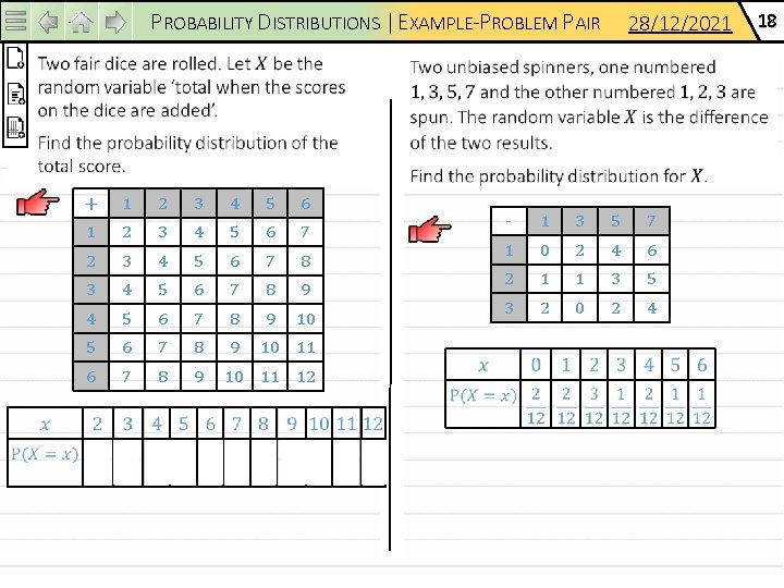 PROBABILITY DISTRIBUTIONS | EXAMPLE-PROBLEM PAIR + 1 2 3 4 5 6 7 8