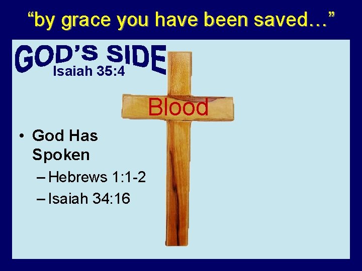 “by grace you have been saved…” Isaiah 35: 4 Blood • God Has Spoken