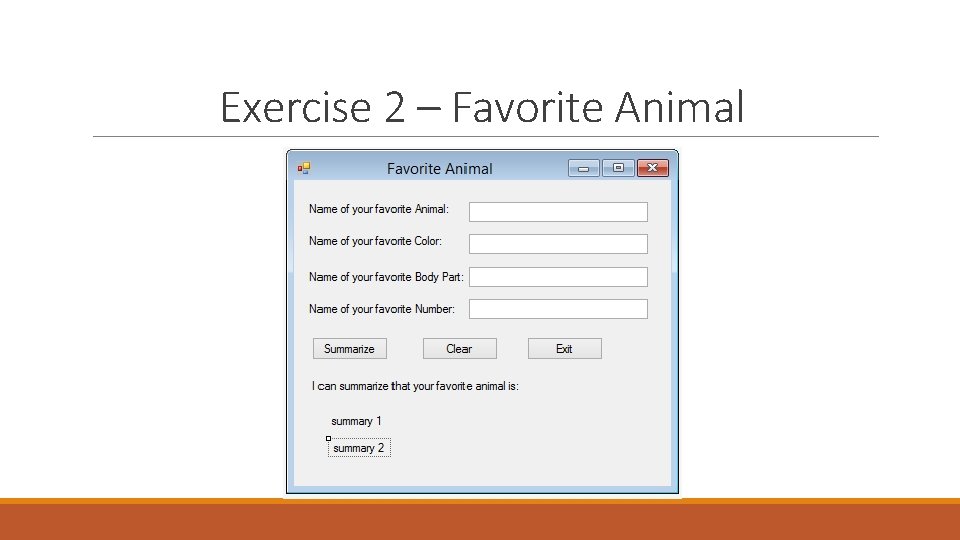 Exercise 2 – Favorite Animal 