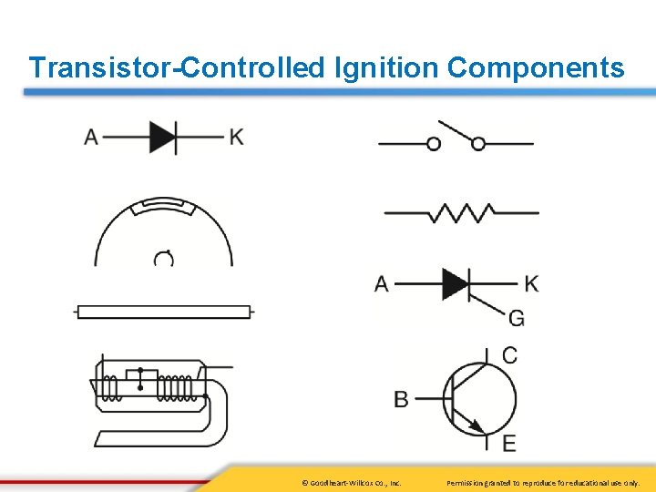 Transistor-Controlled Ignition Components © Goodheart-Willcox Co. , Inc. Permission granted to reproduce for educational