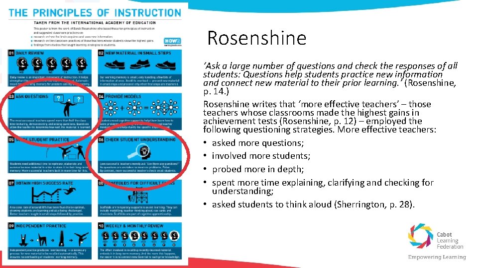 Rosenshine ‘Ask a large number of questions and check the responses of all students: