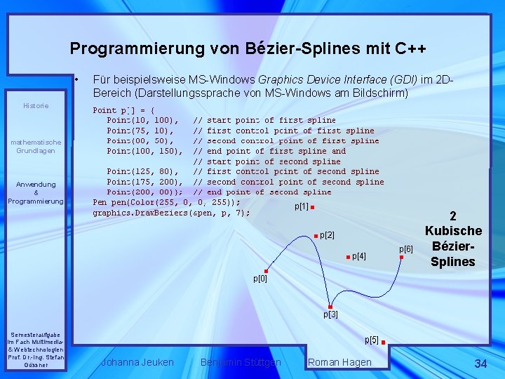 Programmierung von Bézier-Splines mit C++ • Für beispielsweise MS-Windows Graphics Device Interface (GDI) im