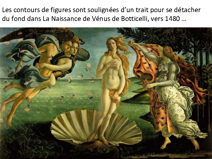 Les contours de figures sont soulignées d’un trait pour se détacher du fond dans