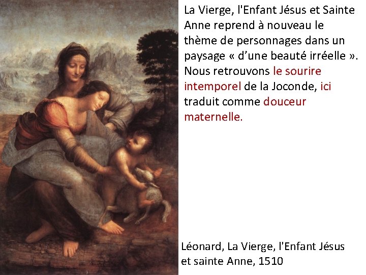 La Vierge, l'Enfant Jésus et Sainte Anne reprend à nouveau le thème de personnages