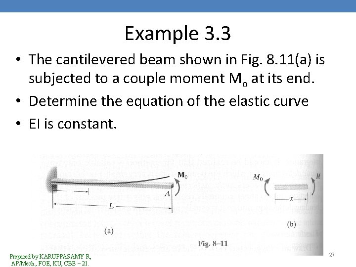 Example 3. 3 • The cantilevered beam shown in Fig. 8. 11(a) is subjected