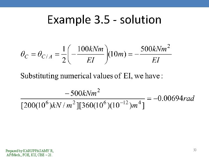 Example 3. 5 - solution Prepared by KARUPPASAMY R, AP/Mech. , FOE, KU, CBE