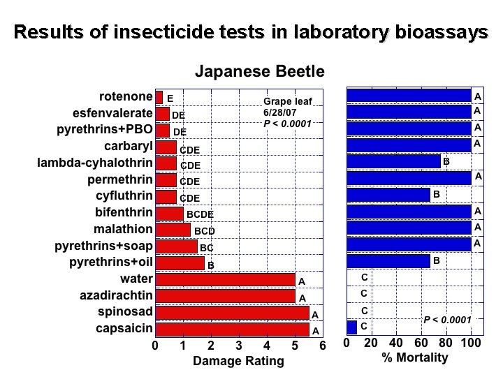 Results of insecticide tests in laboratory bioassays 