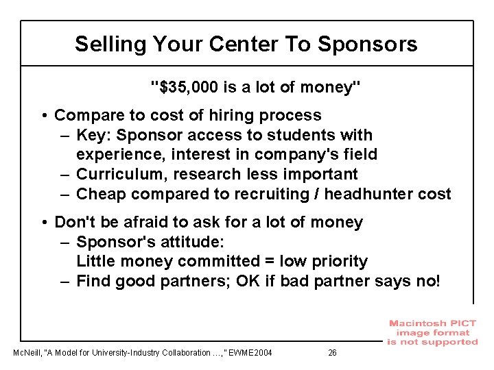 Selling Your Center To Sponsors "$35, 000 is a lot of money" • Compare
