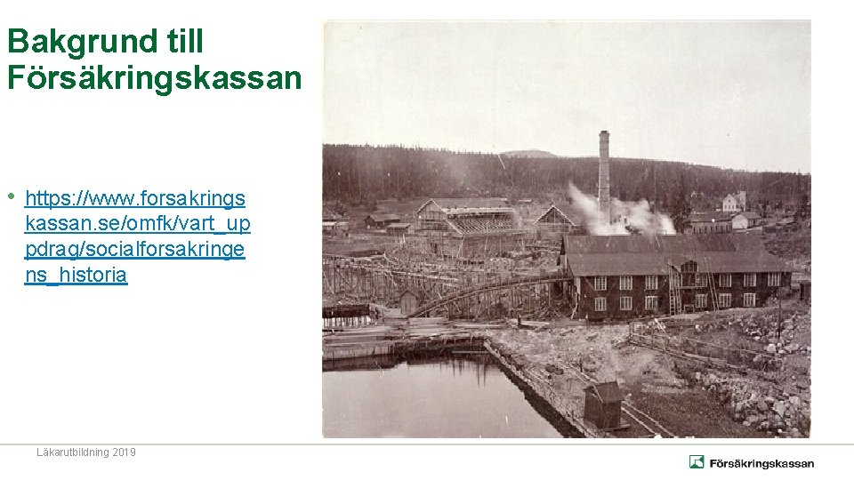 Bakgrund till Försäkringskassan • https: //www. forsakrings kassan. se/omfk/vart_up pdrag/socialforsakringe ns_historia Läkarutbildning 2019 