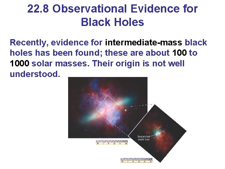 22. 8 Observational Evidence for Black Holes Recently, evidence for intermediate-mass black holes has