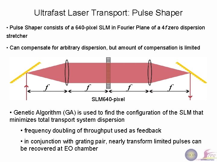 Ultrafast Laser Transport: Pulse Shaper • Pulse Shaper consists of a 640 -pixel SLM