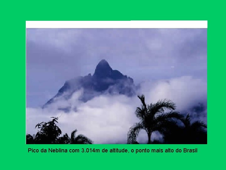 Pico da Neblina com 3. 014 m de altitude, o ponto mais alto do