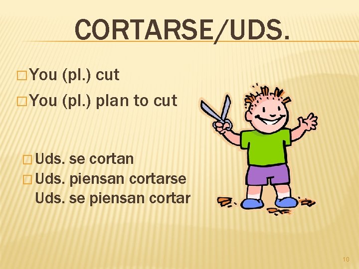 CORTARSE/UDS. � You (pl. ) cut � You (pl. ) plan to cut �
