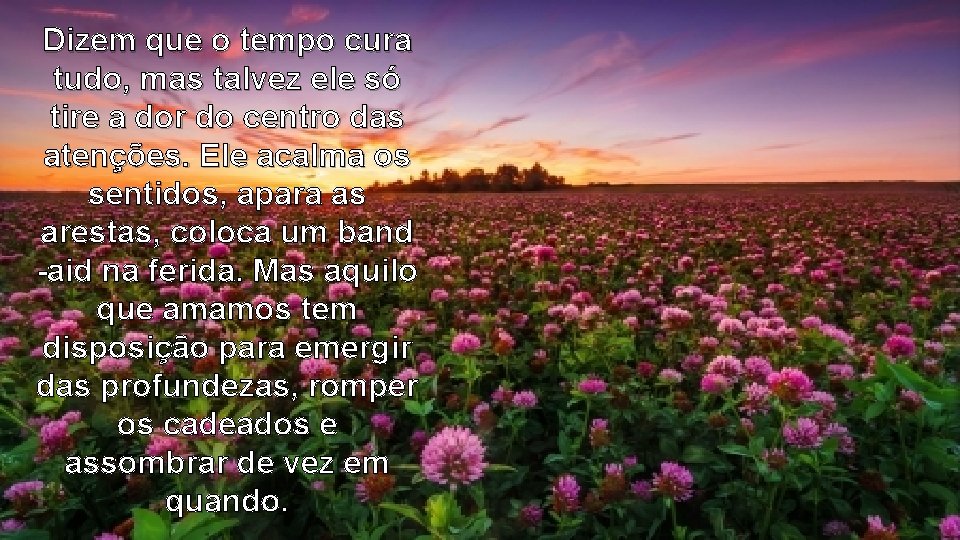 Dizem que o tempo cura tudo, mas talvez ele só tire a dor do