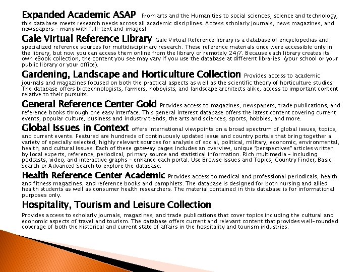 Expanded Academic ASAP From arts and the Humanities to social sciences, science and technology, Expanded Academic ASAP From arts and the Humanities to social sciences, science and technology,
