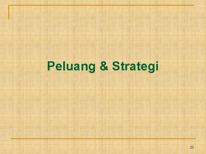 Peluang & Strategi 23 