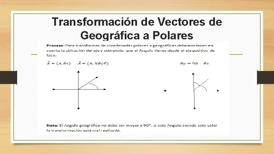 Transformación de Vectores de Geográfica a Polares 