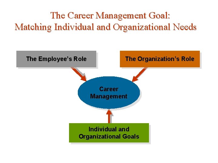 The Career Management Goal: Matching Individual and Organizational Needs The Employee’s Role The Organization’s The Career Management Goal: Matching Individual and Organizational Needs The Employee’s Role The Organization’s