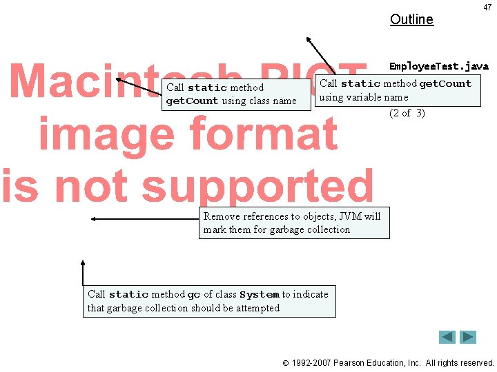 Outline 47 Employee. Test. java Call static method get. Count using class name Call Outline 47 Employee. Test. java Call static method get. Count using class name Call