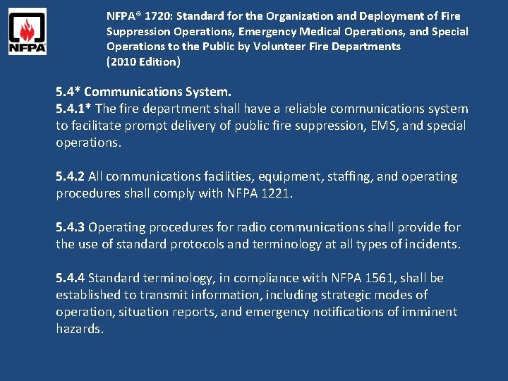 NFPA® 1720: Standard for the Organization and Deployment of Fire Suppression Operations, Emergency Medical
