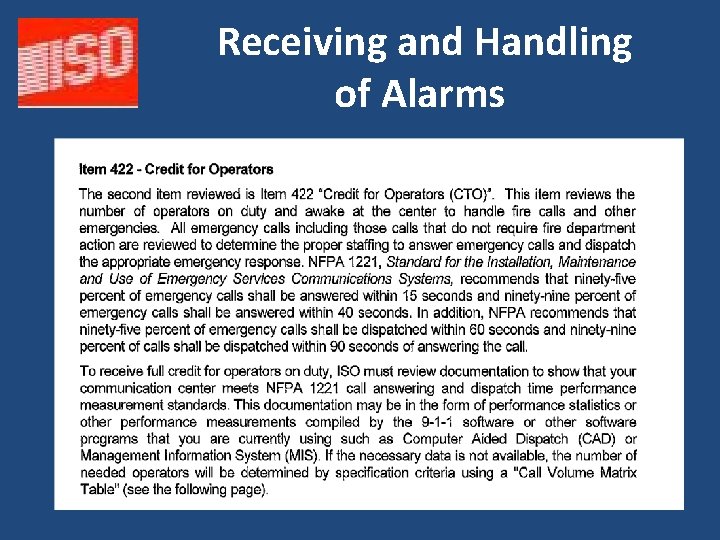 Receiving and Handling of Alarms 