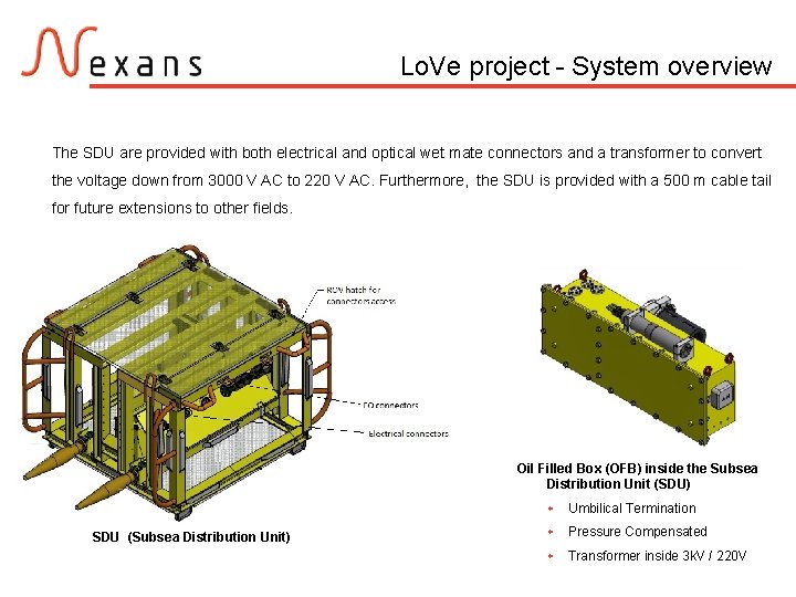 Lo. Ve project - System overview The SDU are provided with both electrical and