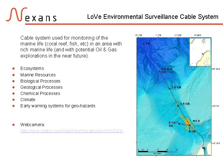 Lo. Ve Environmental Surveillance Cable System Cable system used for monitoring of the marine